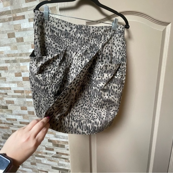Cloth & STONE Animal Print False Wrap Skirt Black Tan Sz M 100% Cotton NWT - Picture 6 of 16